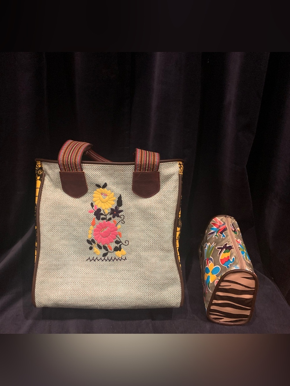 Consuela bag with small cosmetics bag.